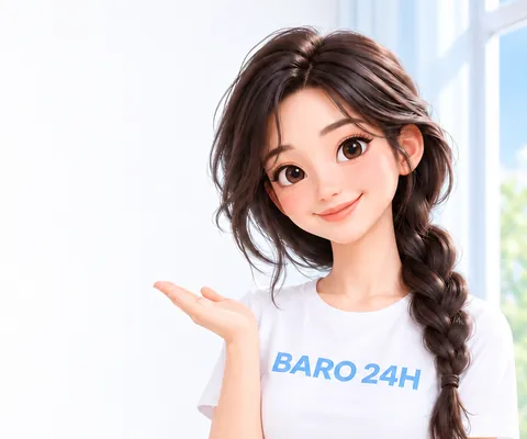 편안한 표정으로 설명하는 여성 3D 인물